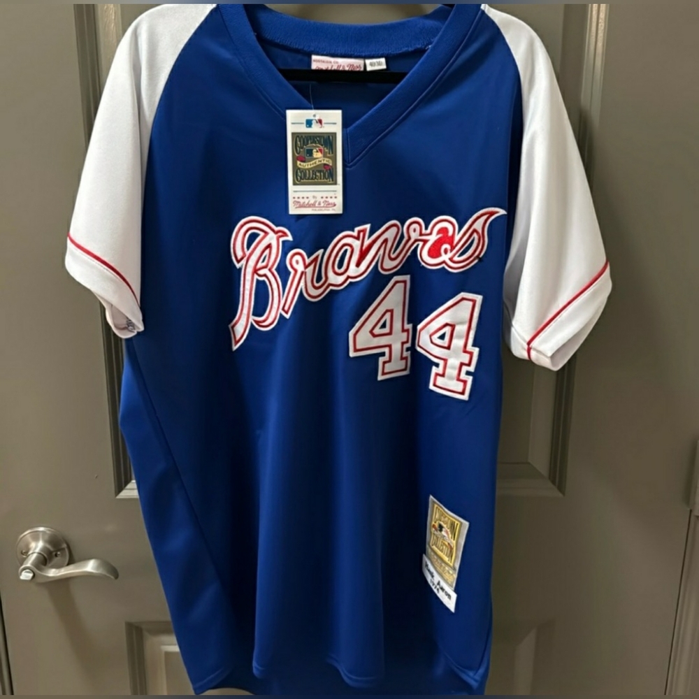 Mitchell & Ness Blue and White Braves Jersey And Shorts